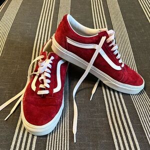 Vans old skool red suede low top sneaker
